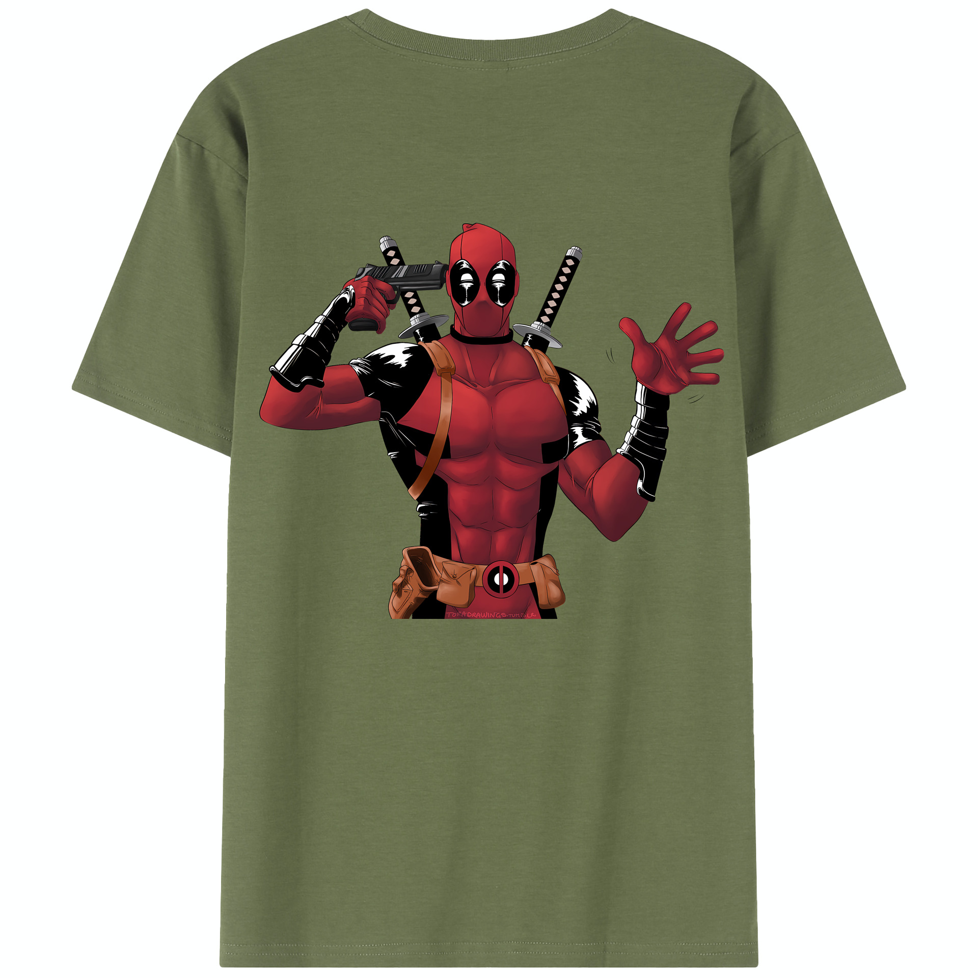 （画像用） Deadpool デッドプール 綿100％半袖Tシャツ（背面プリント）
